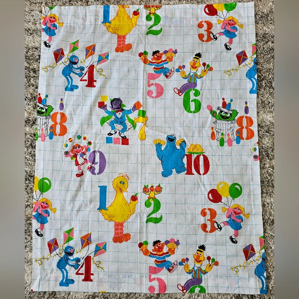 Vtg SESAME STREET Replacement Long Valance Or Curtain 41 x 53 Numbers JP Stevens
